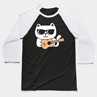 Cool Cat Playing Ukulele Baseball T-Shirt